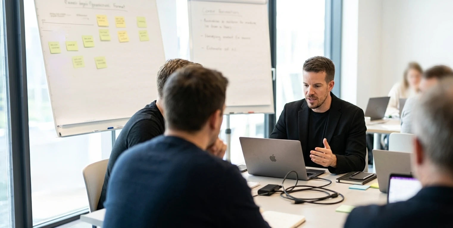 KI-Beratung Workshop: Dominic Egli erarbeitet KI-Strategie mit KMU-Team in der Zentralschweiz