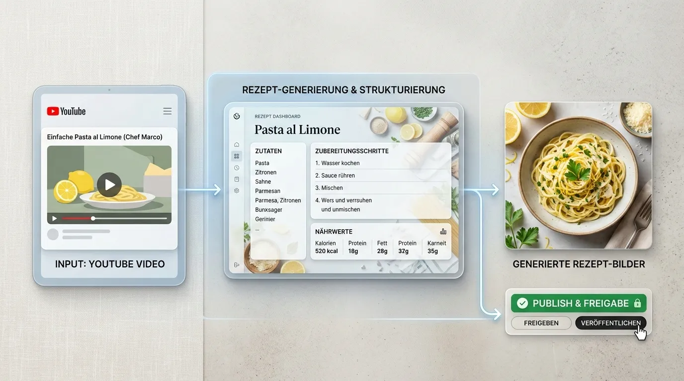 KI-gestützte Rezeptaufbereitung für eine Content-Plattform